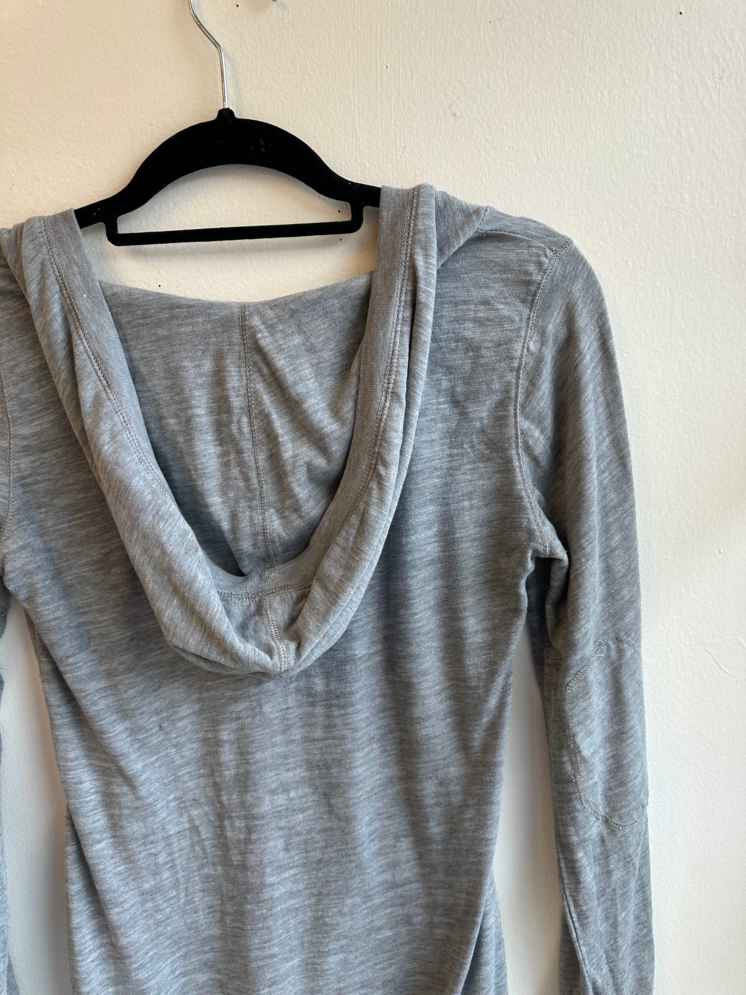 Moonrise Hand Stamped Grey Hooded Long Sleeve | Size small