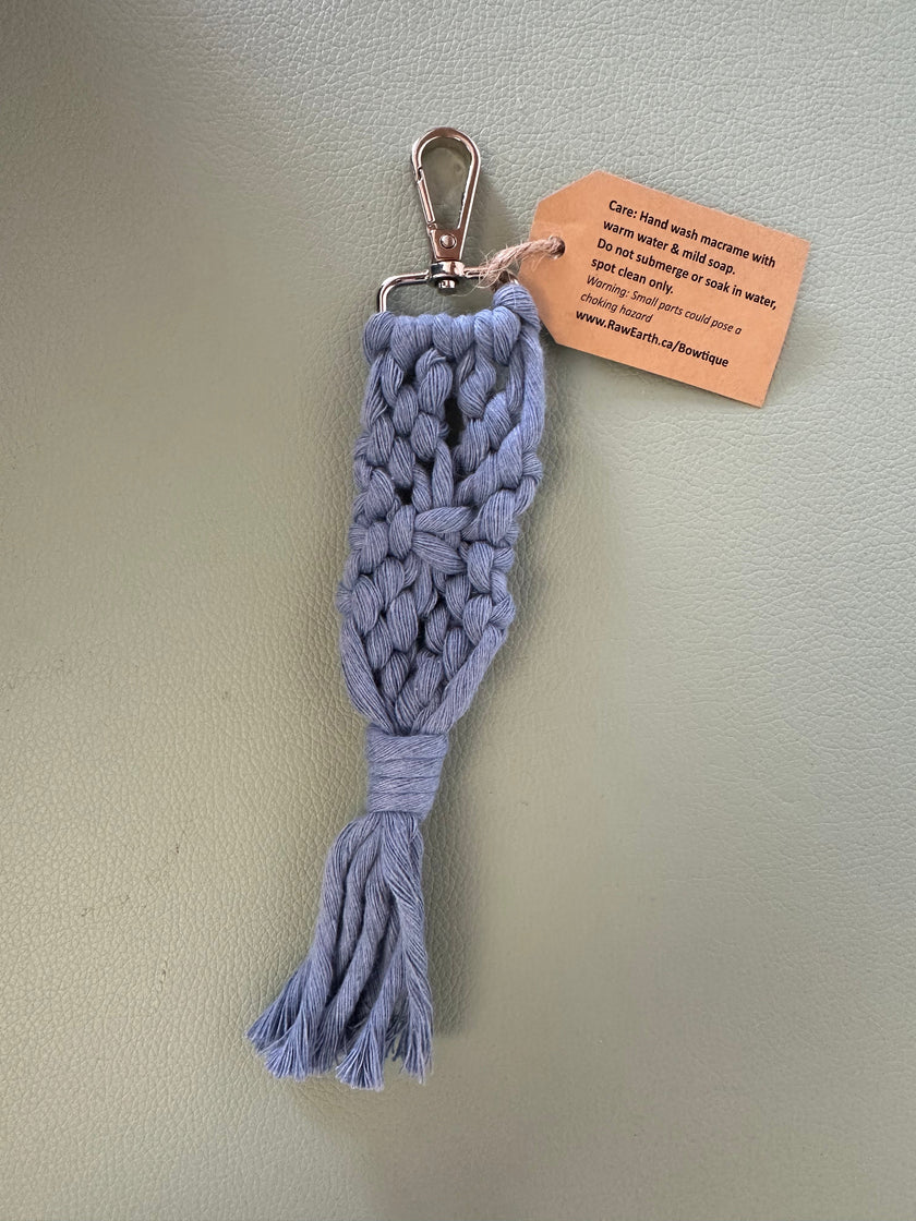 Raw Earth Macrame Blue Key Chain