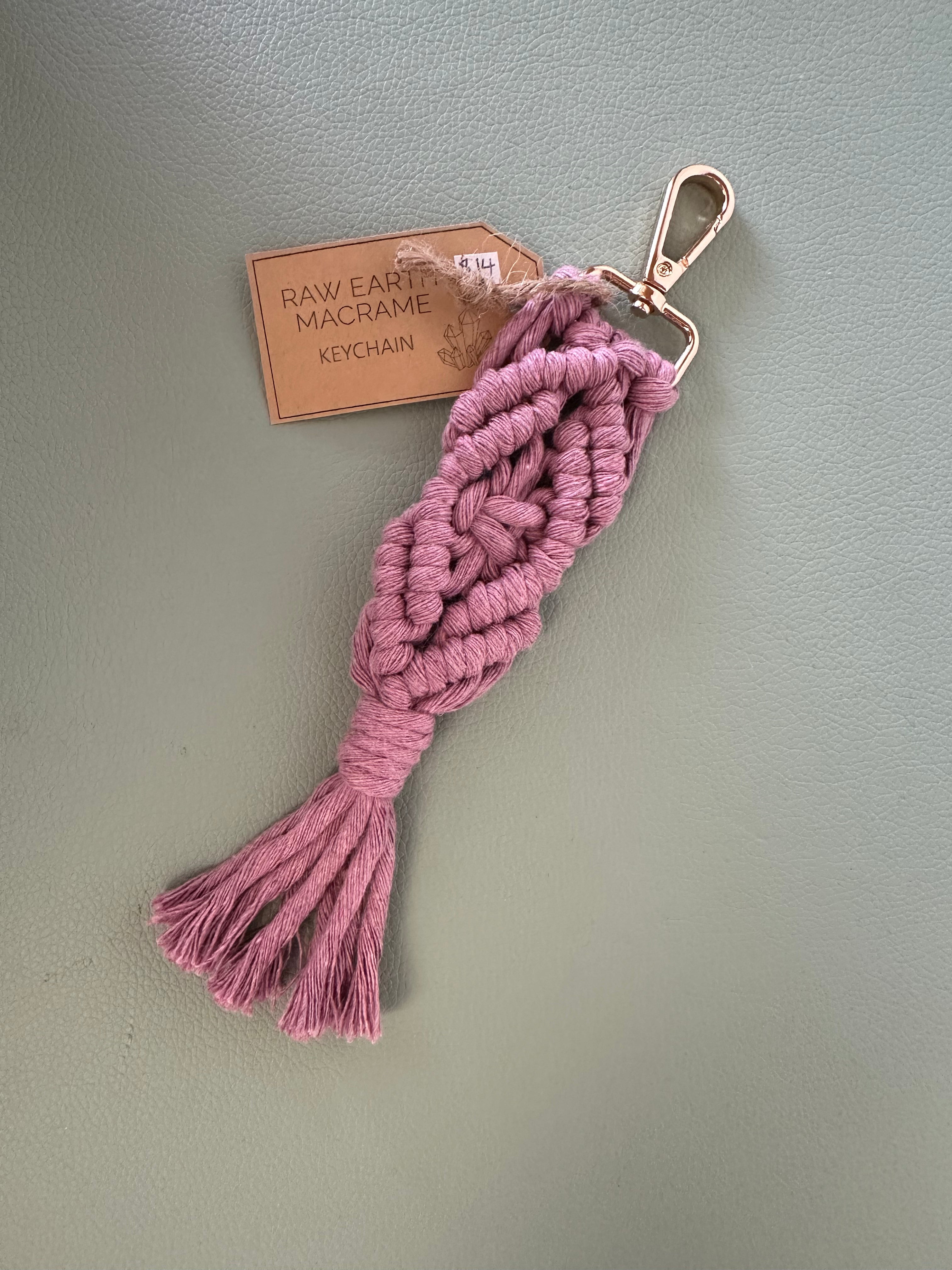 Raw Earth Macrame Pink Key Chain