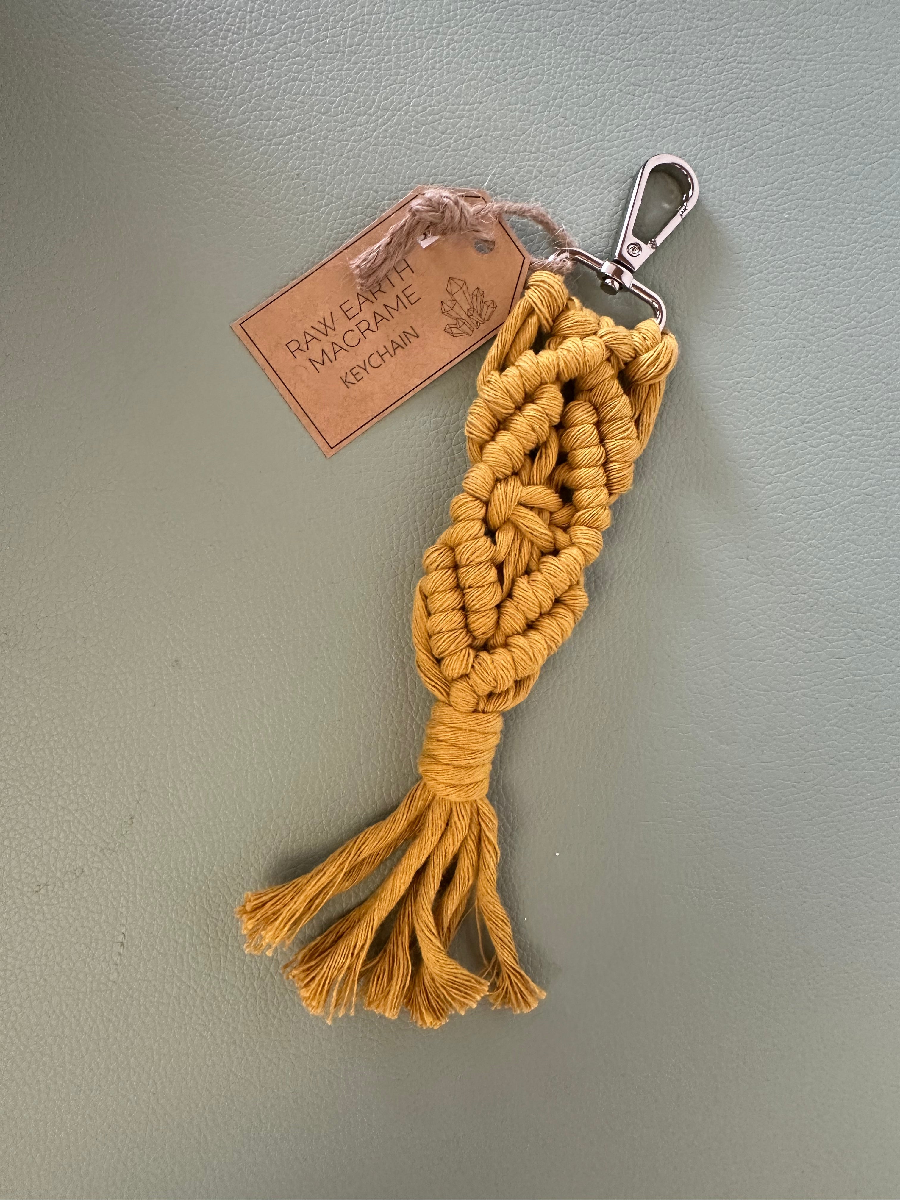 Raw Earth Macrame Yellow Key Chain
