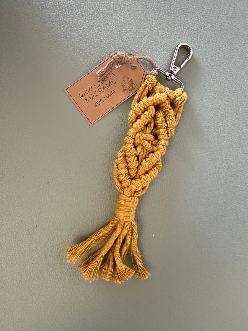 Raw Earth Macrame Yellow Key Chain