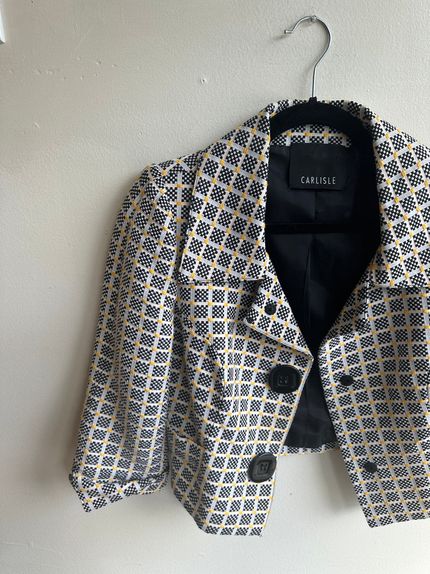 Carlisle Designer Checkered Crop Jacket | Size 2