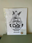 Honey Pot Art Mushroom Vase Print 11” x 8.5”