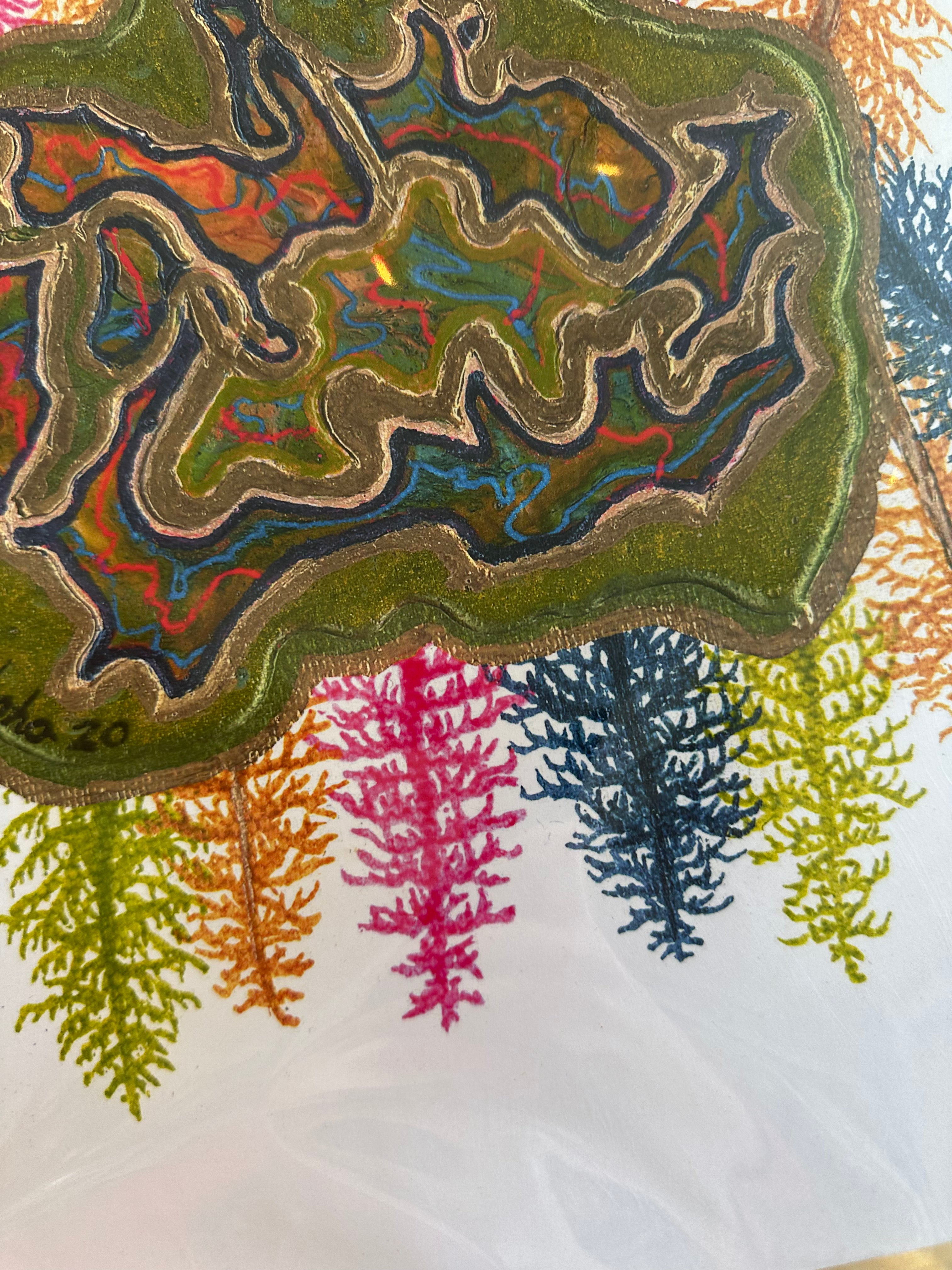 Kimboho Art Print Colorful Tree Geode 14” x 11”