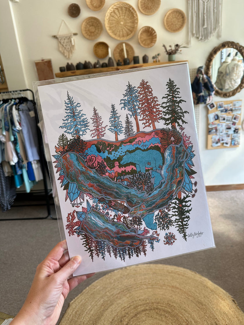 Kimboho Art Print Crystal Bears 14” x 11”