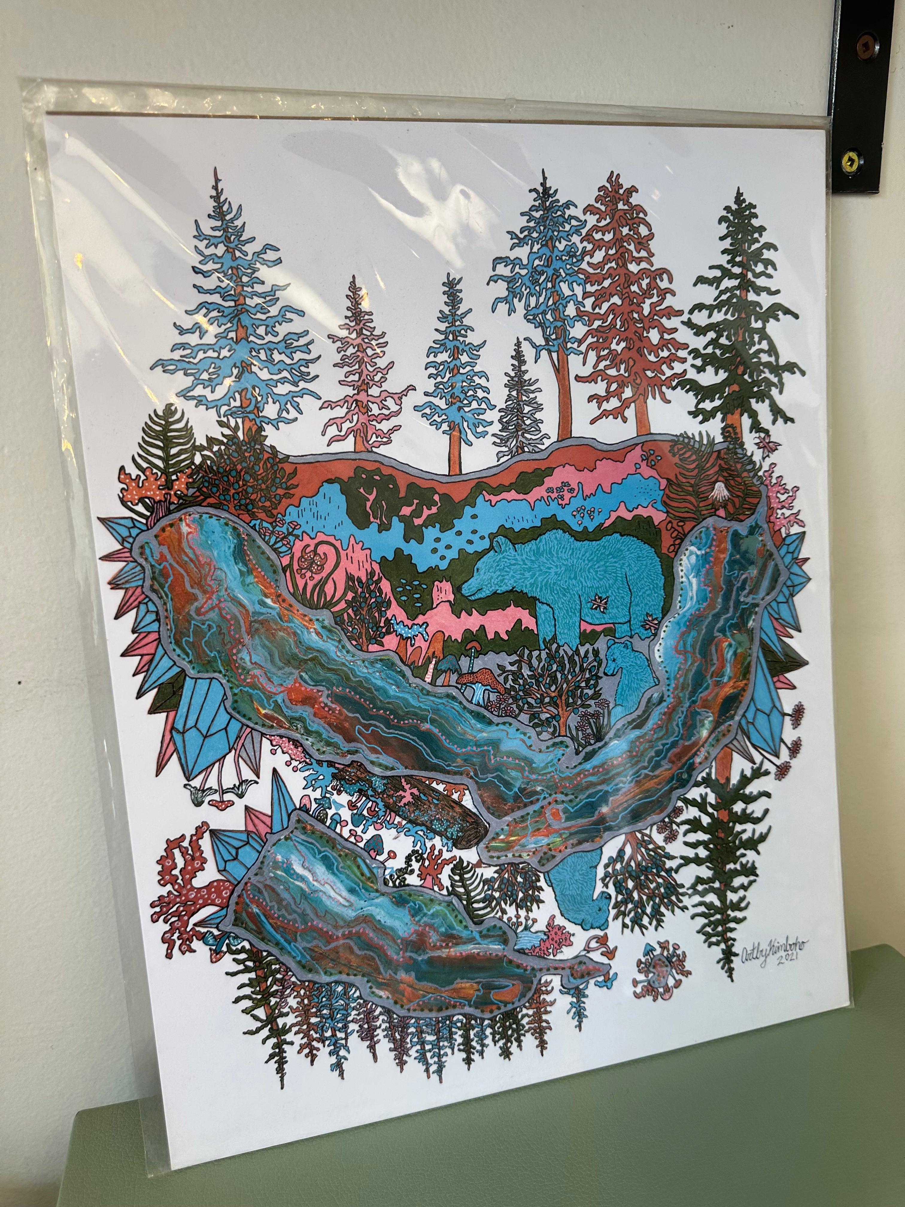 Kimboho Art Print Crystal Bears 14” x 11”