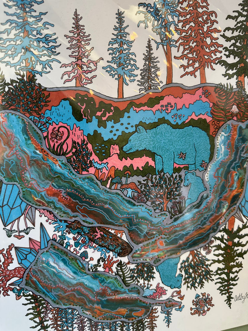 Kimboho Art Print Crystal Bears 14” x 11”
