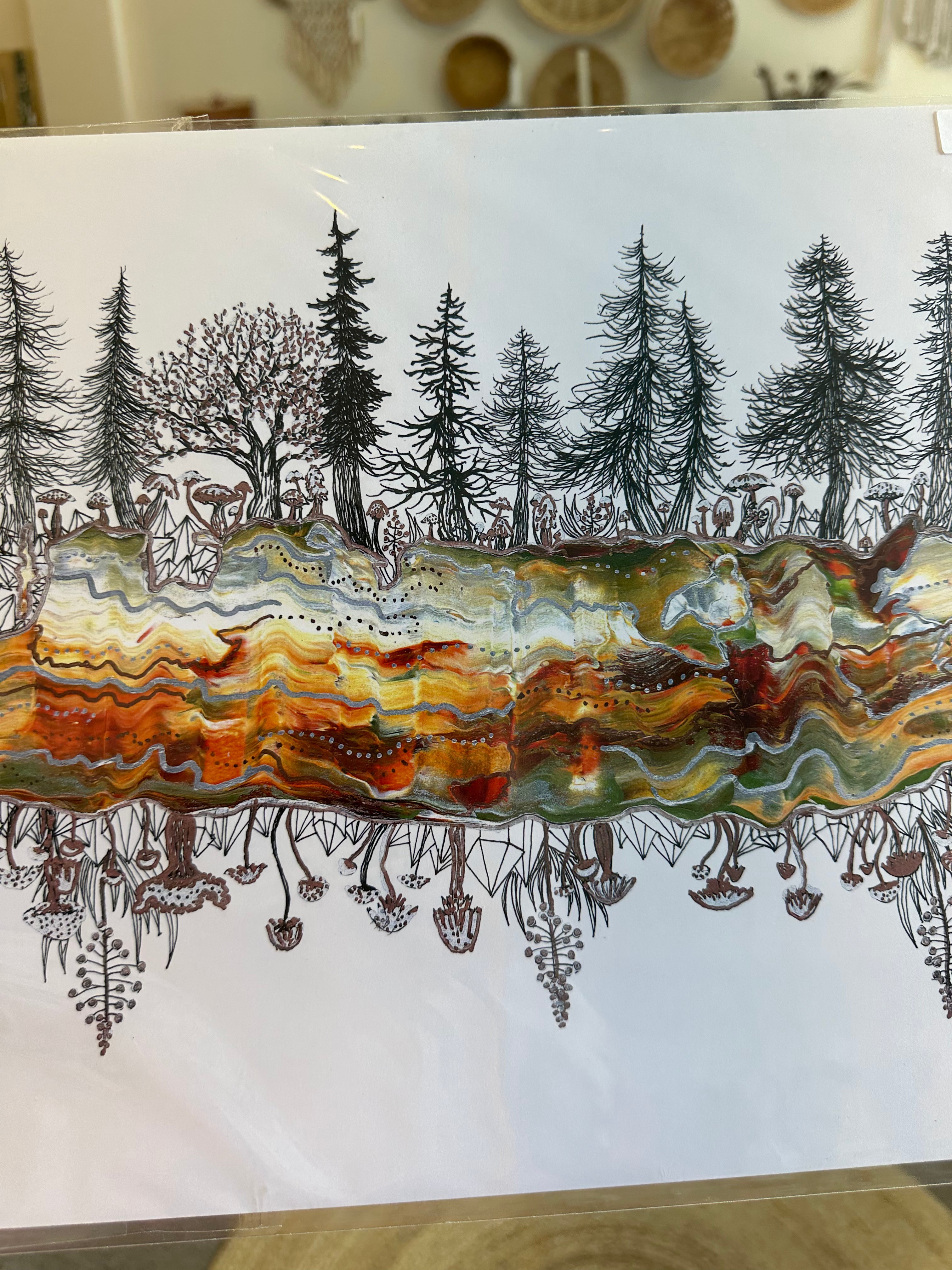 Kimboho Art Print Forest Geode 14” x 11”