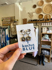 Kactus Blue - Silver Flower Earrings