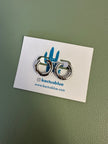 Kactus Blue - Chunky Silver Hoop Earrings