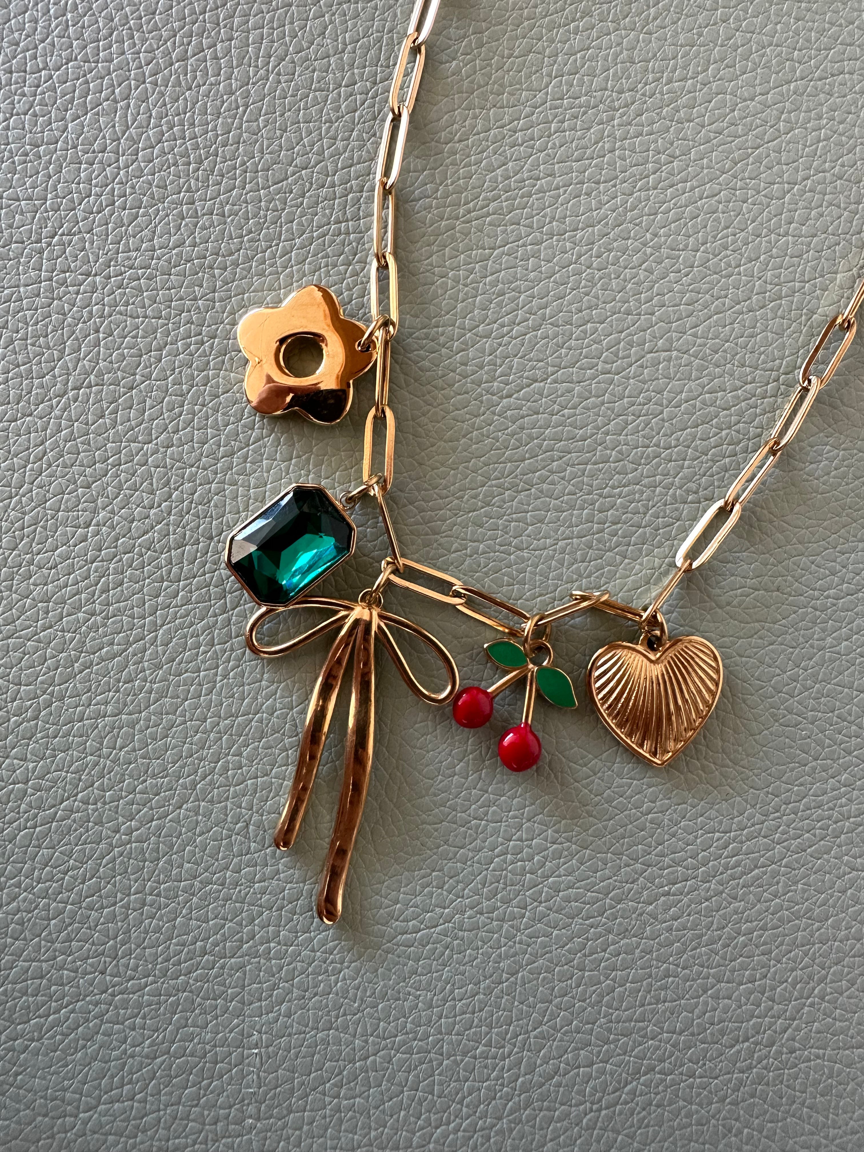 Kactus Blue - Cherry Charm Necklace