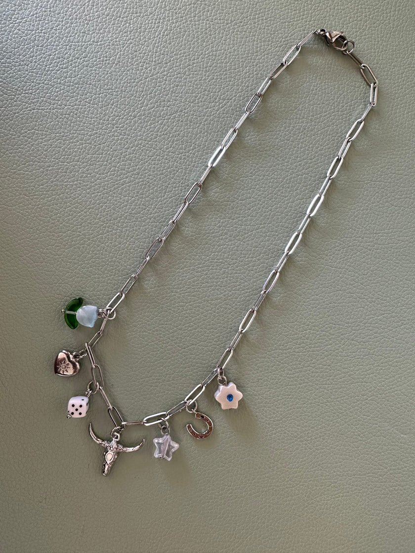 Kactus Blue - Western Chainlink Charm Necklace