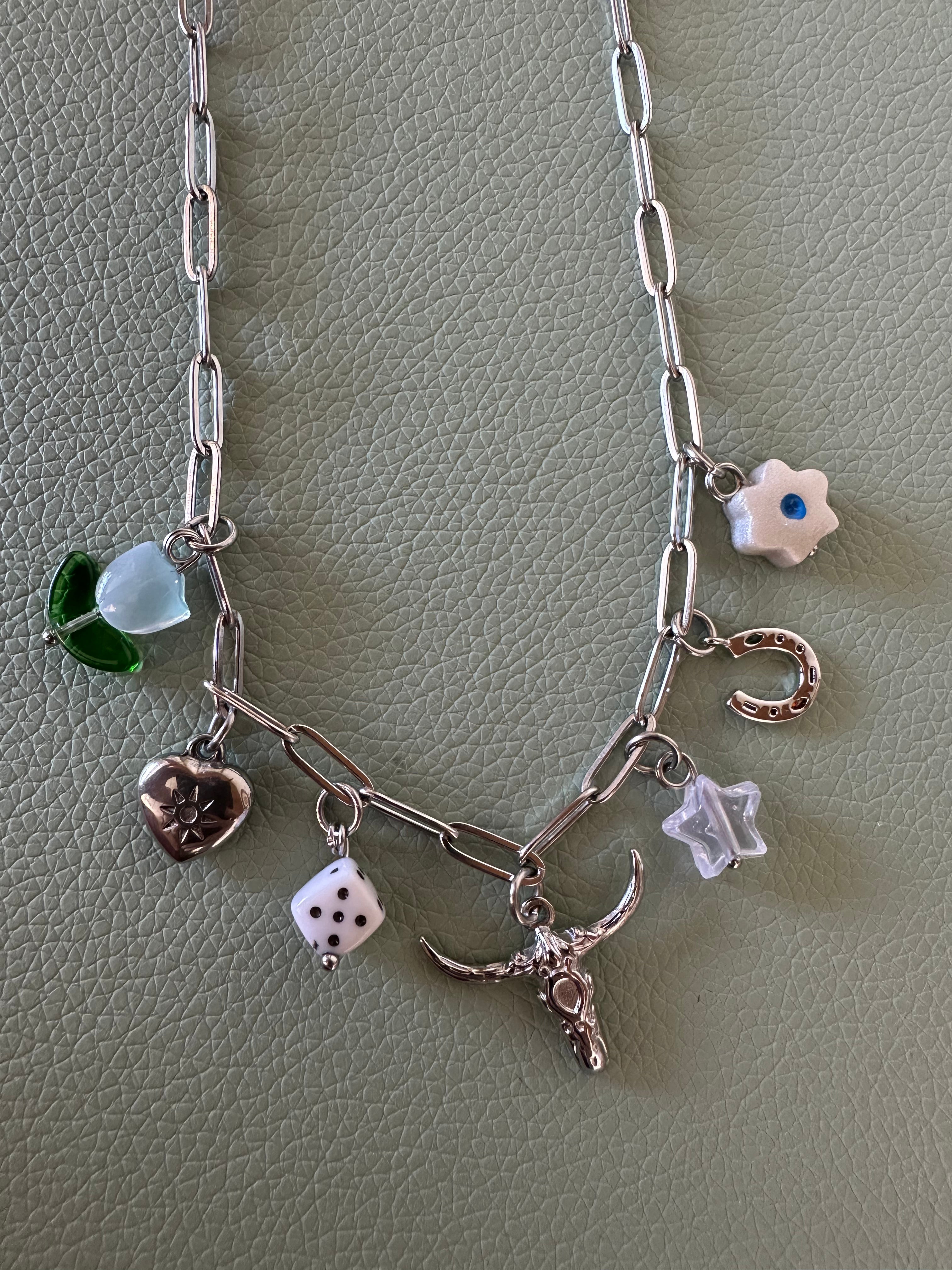 Kactus Blue - Western Chainlink Charm Necklace