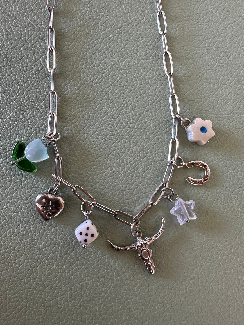 Kactus Blue - Western Chainlink Charm Necklace