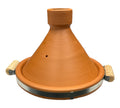 Tagine Clay Pot Natural with Metal Belt & wood hand 25cm