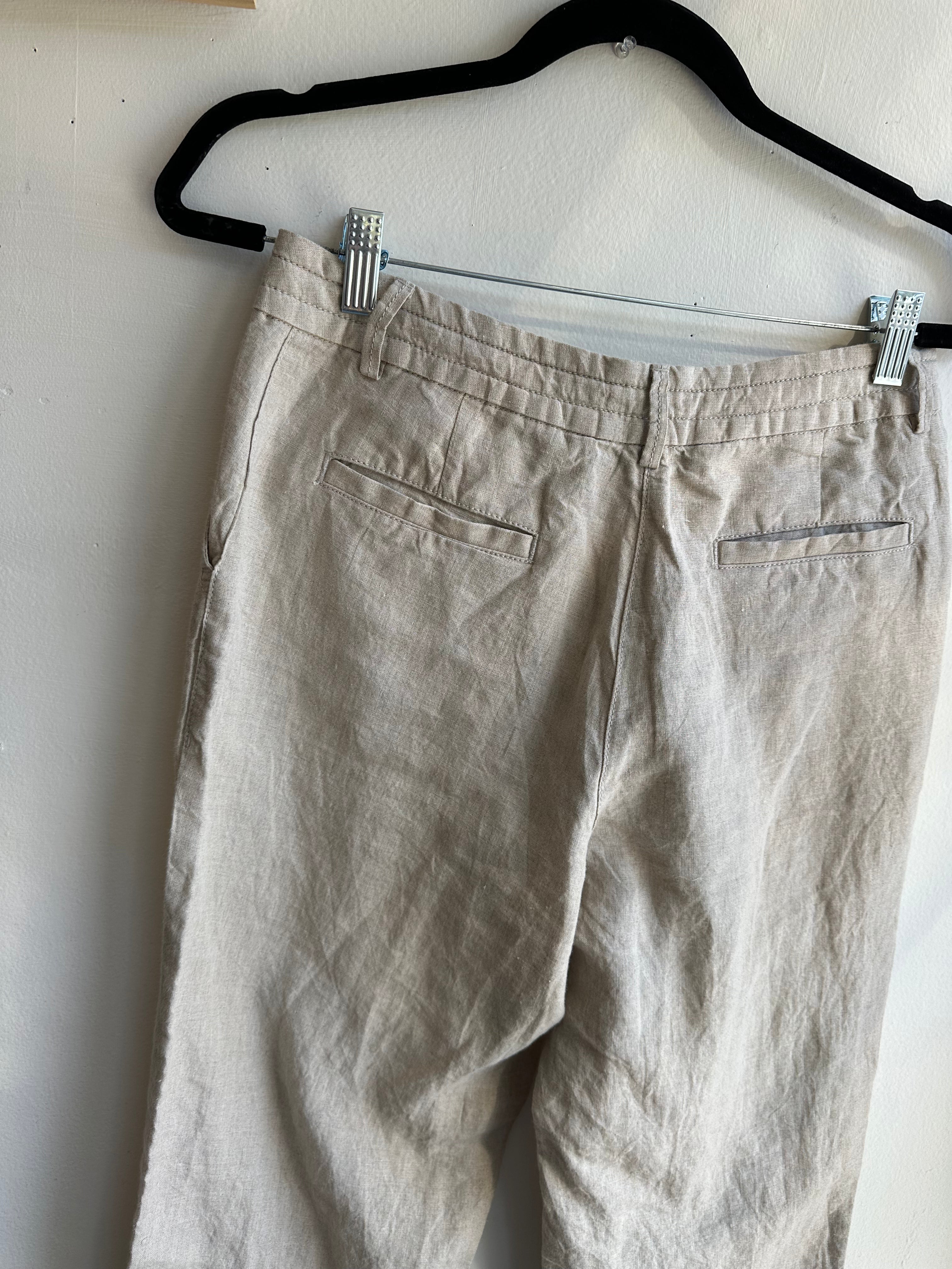 Linen Beige Relaxed Fit Trousers