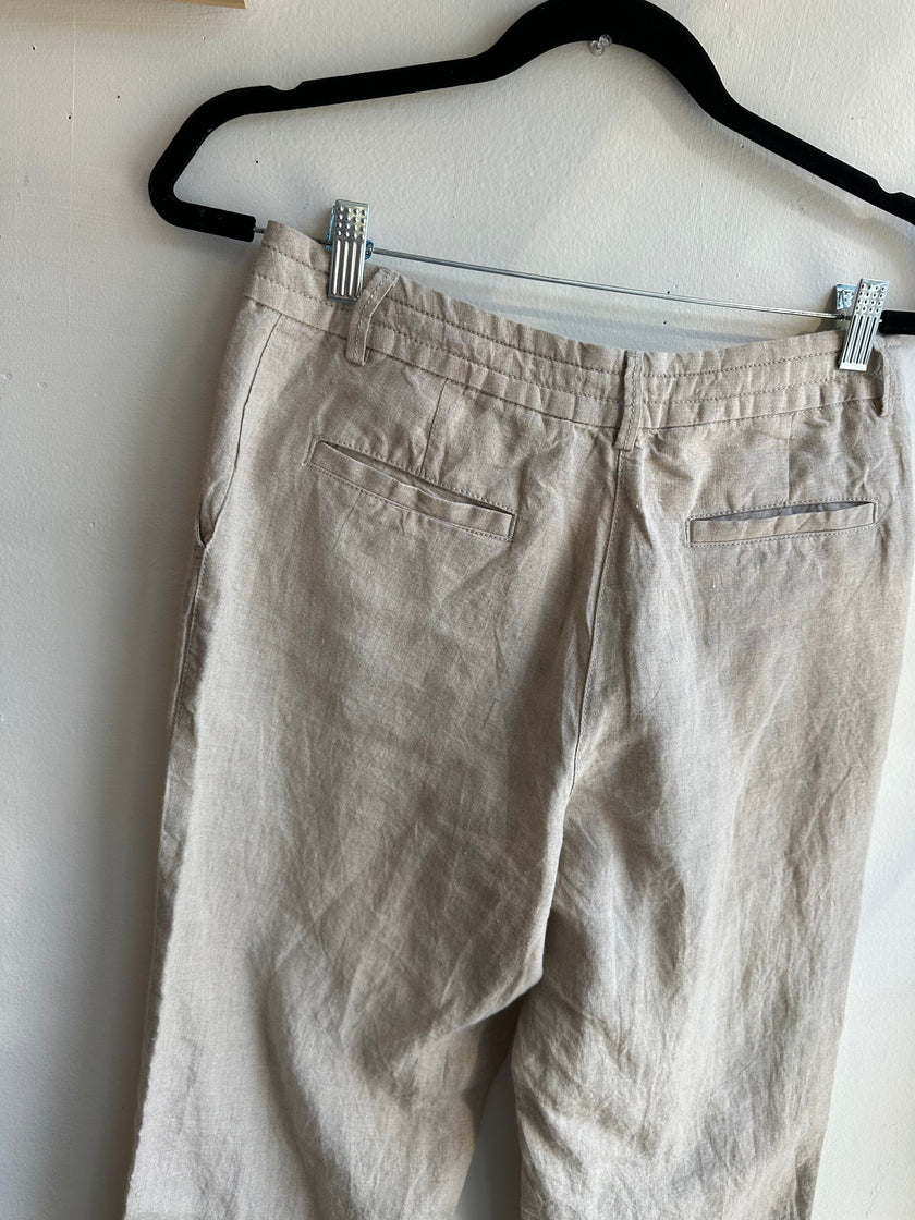 Linen Beige Relaxed Fit Trousers