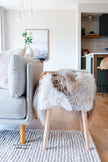 VANI - Mélange Sheepskin Stool, straight wool