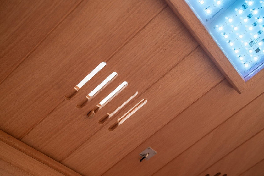 PREORDER SEPTEMBER 2026 - *NEW* 2026 Model-Premium Series-Costway 2-Person Dual Therapy Full Spectrum Infrared Sauna with Red Light Panel($900 Value), WiFi App Control, Chromotherapy & Bluetooth – Okoume Wood- Fully Loaded Indoor Spa