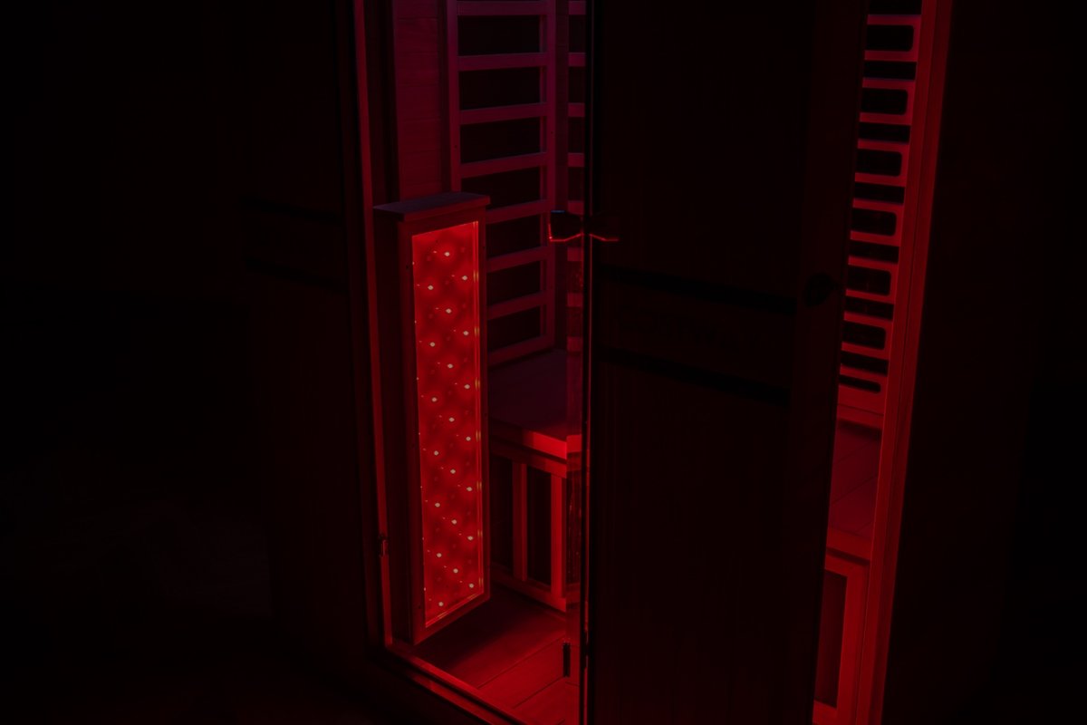 PREORDER SEPTEMBER 2026 - *NEW* 2026 Model-Premium Series-Costway 2-Person Dual Therapy Full Spectrum Infrared Sauna with Red Light Panel($900 Value), WiFi App Control, Chromotherapy & Bluetooth – Okoume Wood- Fully Loaded Indoor Spa