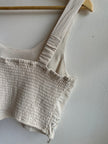 Embellished Beige Cropped Tank Top | Size Large