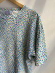 Vintage 80s Blue + Pink Flower Tee Shirt | Size Medium