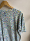 Vintage 80s Blue + Pink Flower Tee Shirt | Size Medium
