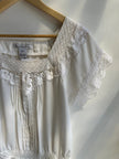 Vintage American Rag White Boho Lace Cap Sleeve Top | Size Medium