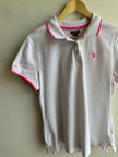 Vintage 2000s Ralph Lauren White + Pink Polo Shirt | Size XL