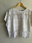 Vintage Jackie K White Lace + Cotton T-Shirt | Size Medium | Made in Canada