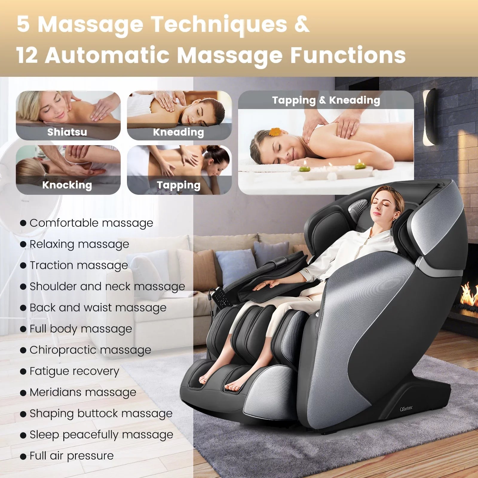 PREORDER-Demo unit - COSTWAY - JL10003WL - Relaxacare Special Buy-Full Body Zero Gravity L-Track Massage Chair Recliner With Voice Control