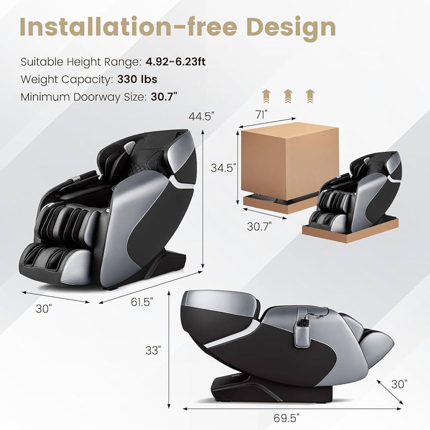 PREORDER-Demo unit - COSTWAY - JL10003WL - Relaxacare Special Buy-Full Body Zero Gravity L-Track Massage Chair Recliner With Voice Control
