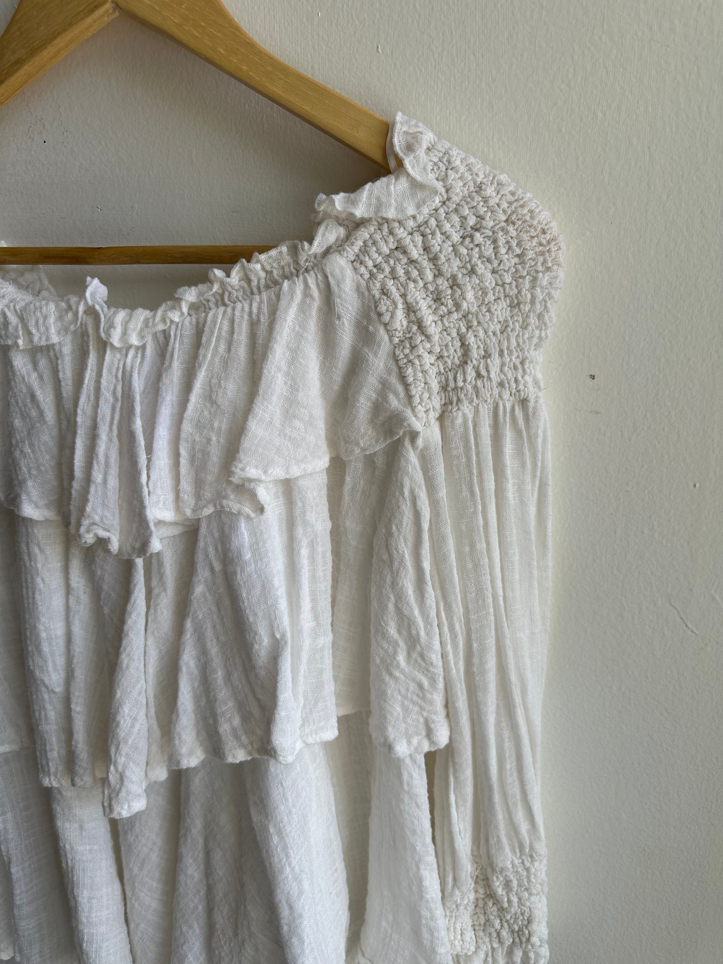Vintage Off The Shoulder Flowy Boho Long Sleeve | Size Large