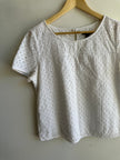 GAP White Cotton Eyelet T-Shirt Top | Size Medium