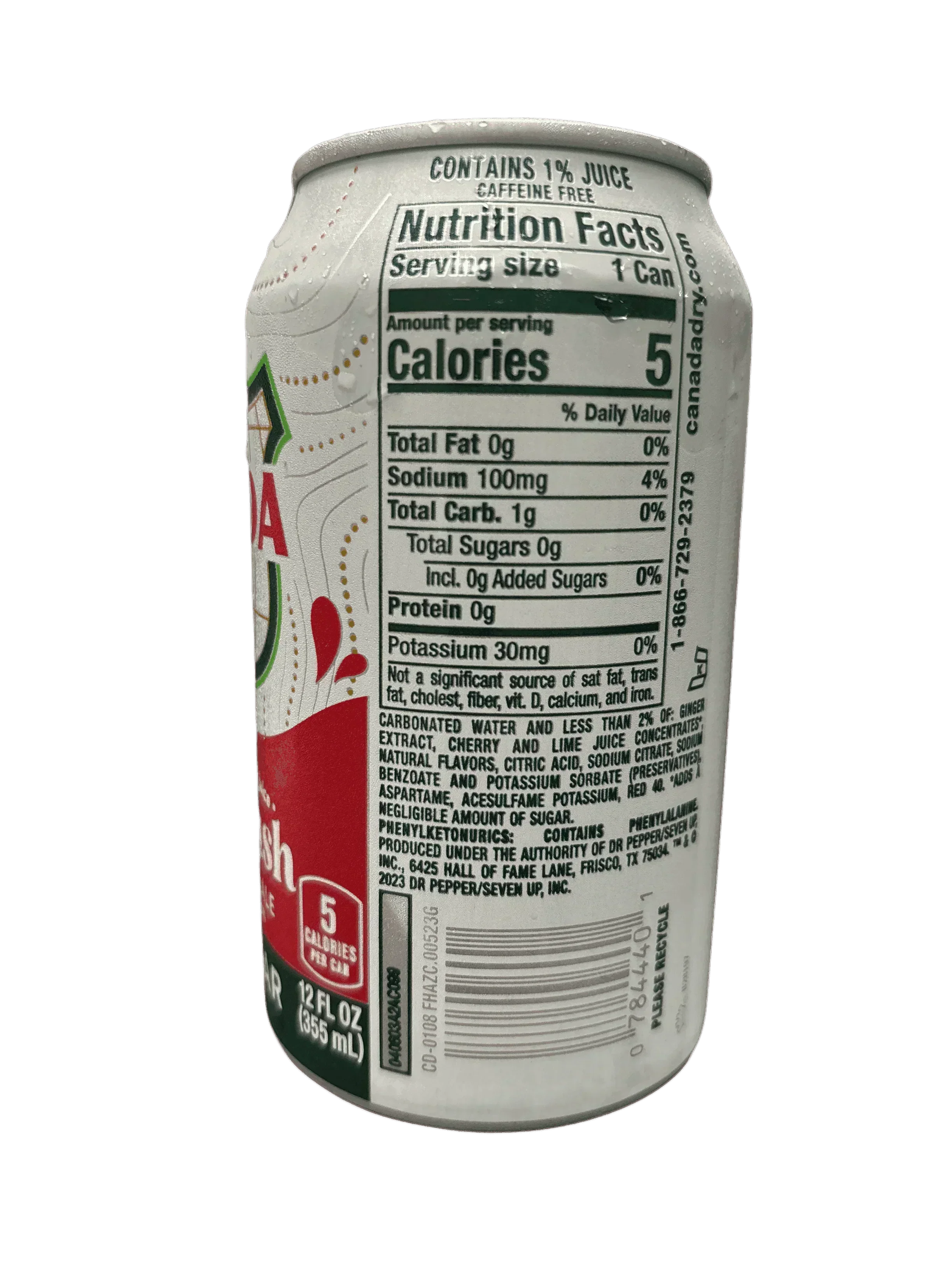 Canada Dry Fruit Splash Cherry Ginger Ale sans sucre 12OZ