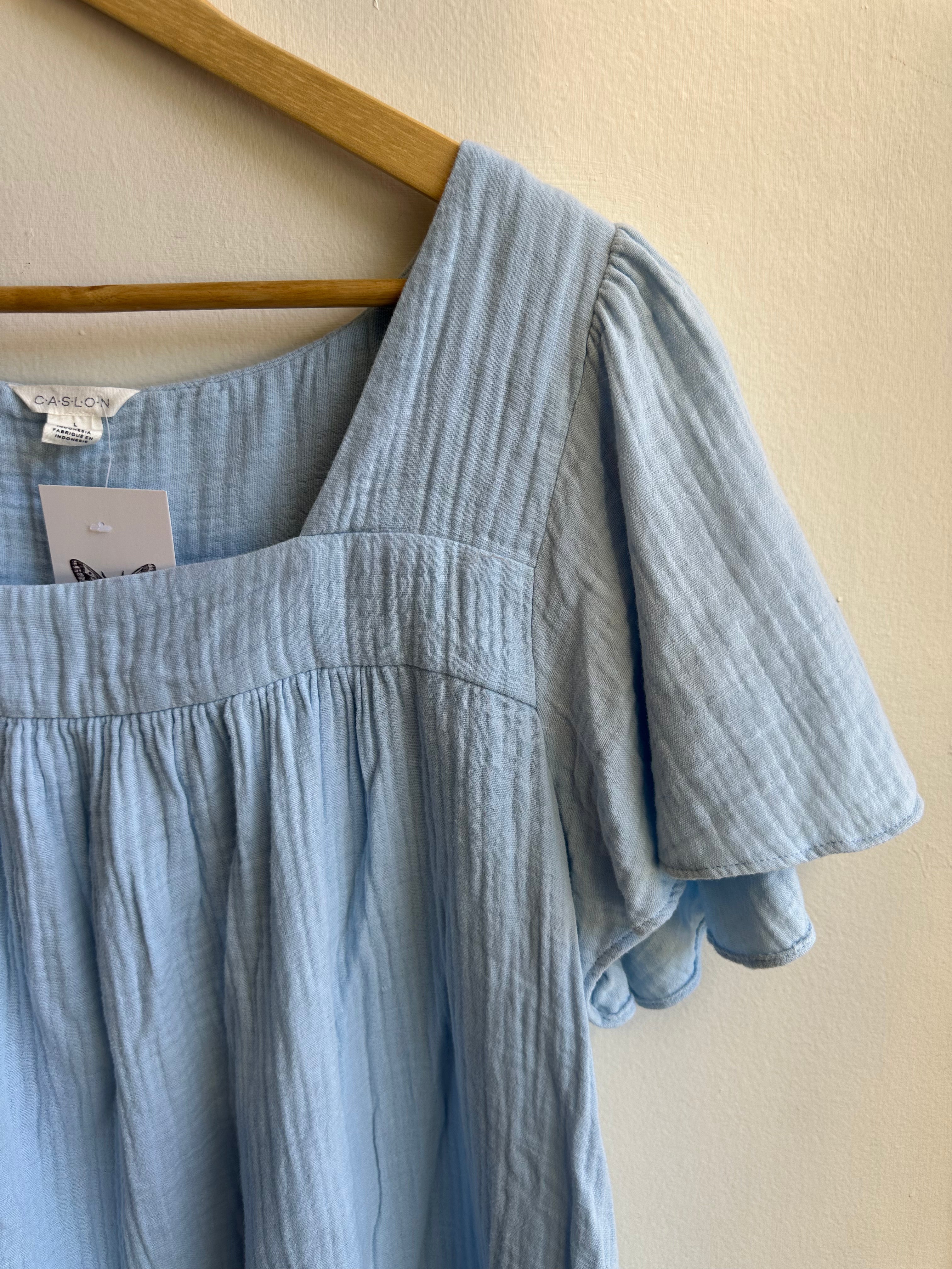Caslon Blue Cotton Flowy Top | Size Large