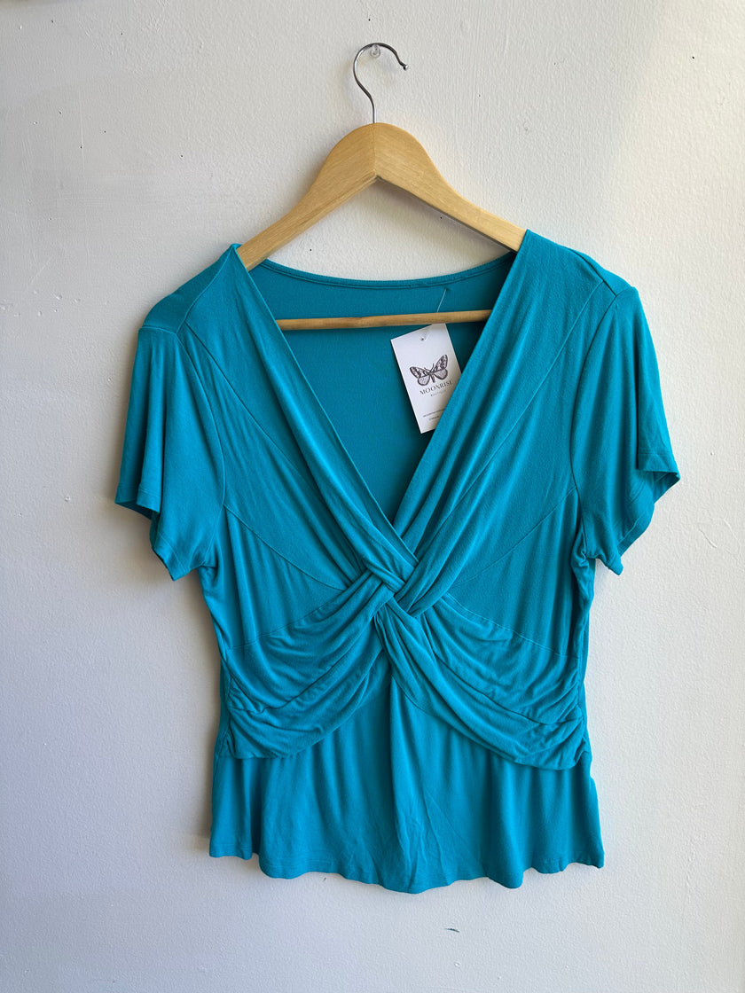 Vintage Y2K Criss-Cross Blue Top | Size Medium