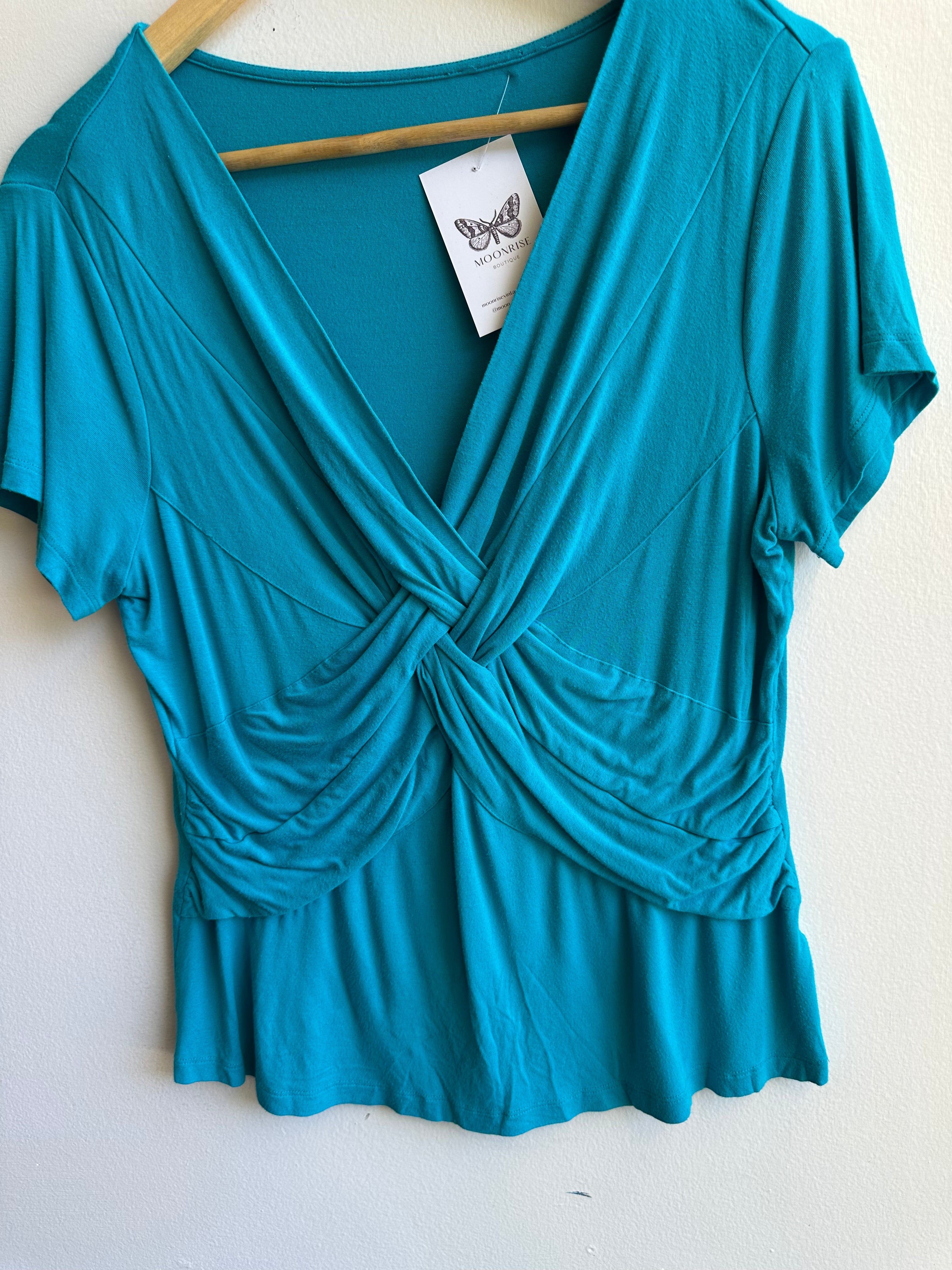 Vintage Y2K Criss-Cross Blue Top | Size Medium
