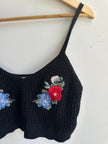 American Eagle Cropped Knit Tank Top | Black | Size Medium