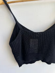American Eagle Cropped Knit Tank Top | Black | Size Medium