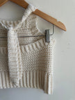 Jenny Bee Handmade Cropped Knit Halter Top | Cream | Size Medium