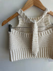 Jenny Bee Handmade Cropped Knit Halter Top | Cream | Size Medium
