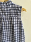 Vintage Blue Plaid Sleeveless Button Up Top | Size Medium | Cotton