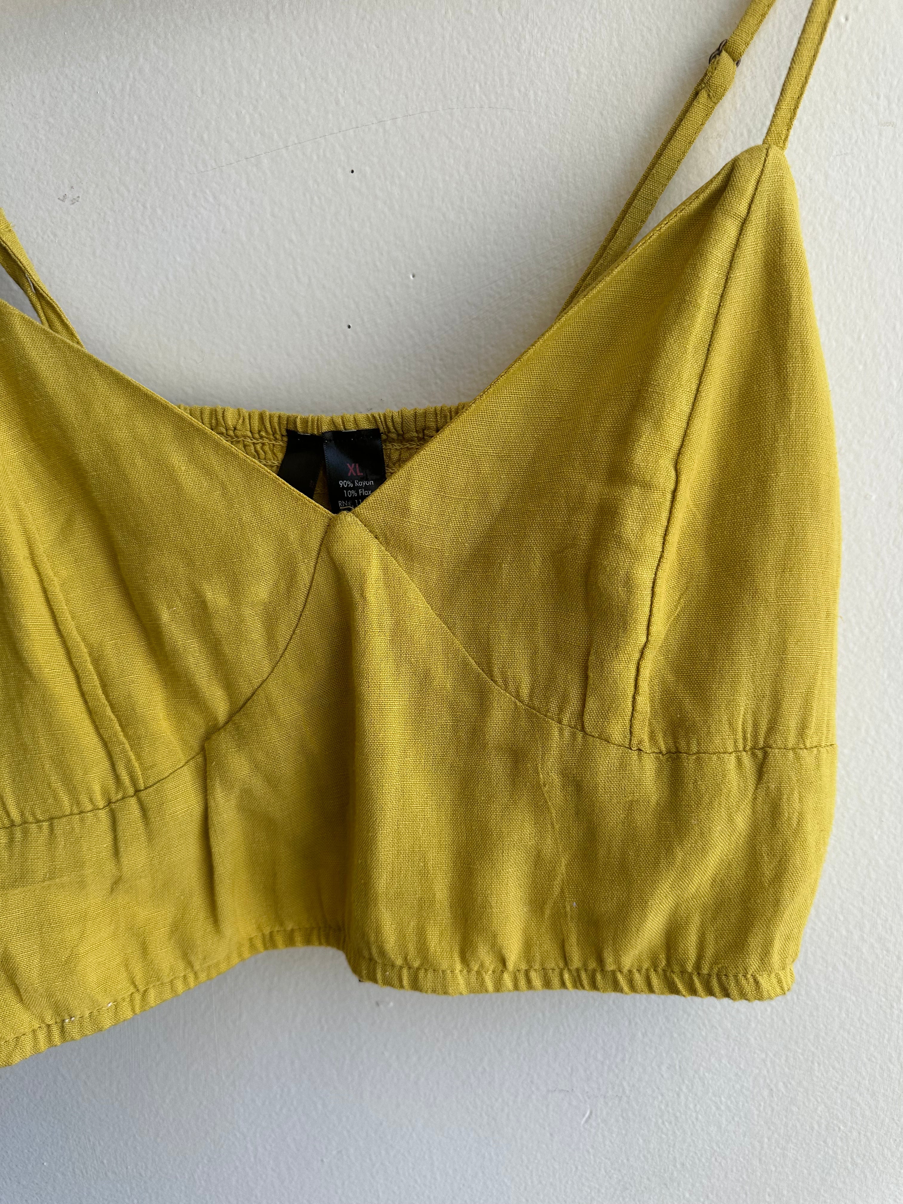 Fun + Flirty Yellow Cropped Tank Top | Size XL