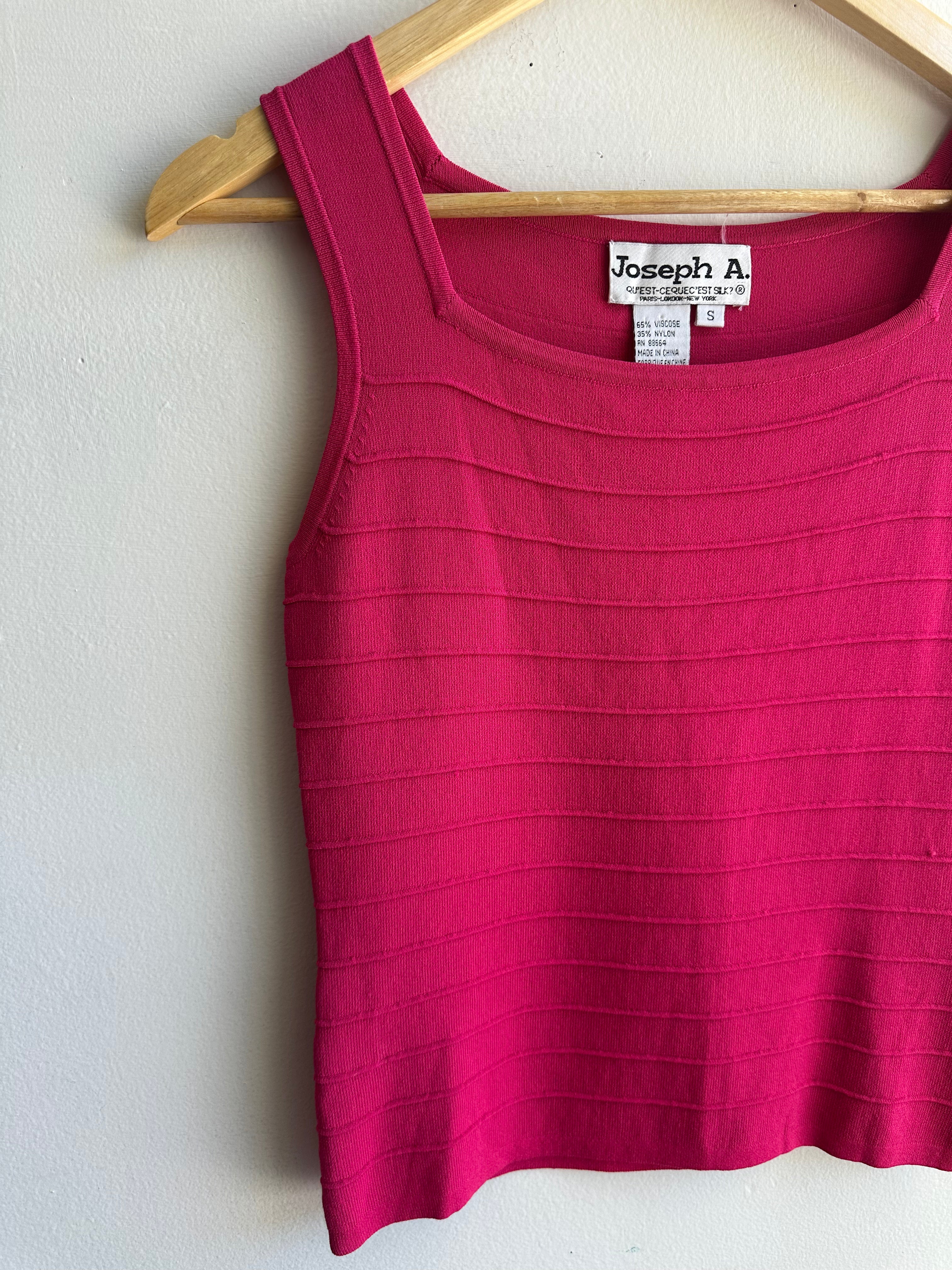 Vintage Joseph A Knit Ribbed Tank Top | Berry | Size Small