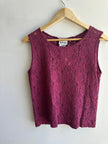 Vintage Schelles Lace Tank Top | Size Medium | Berry | Made in Canada