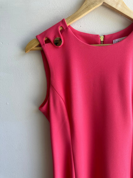 Calvin Klein Fitted Top A-Line Knee Length Dress | Size 8 | Coral