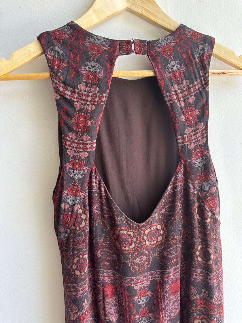 Ecoté Key Hole Back Boho Mini Dress | Size Small