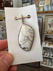 Vintage Howlite Leaf Shaped Silver Hand Crafted Pendant