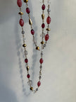 Vintage Beaded Pink + Gold Chain Link Layering Necklace